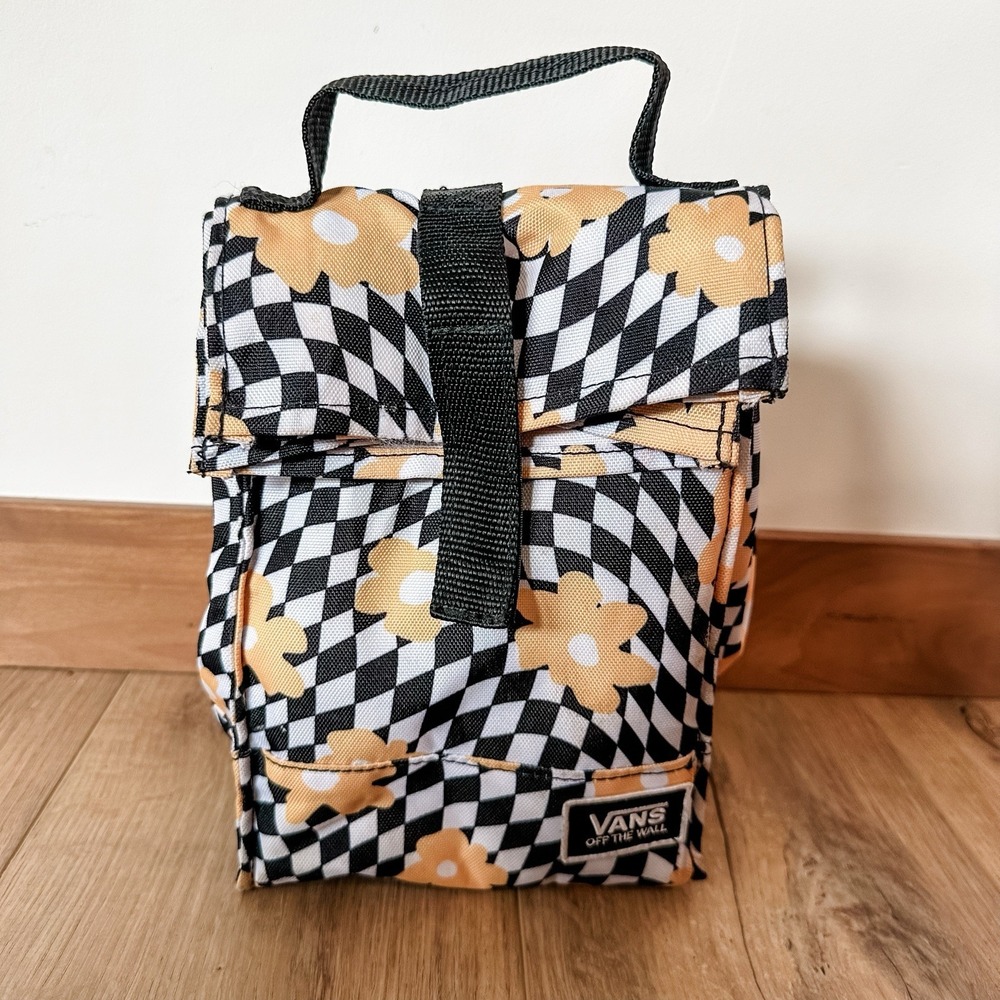 Vans Off The Wall‎ Lunch Box Floral Checkered Black And White Insulated